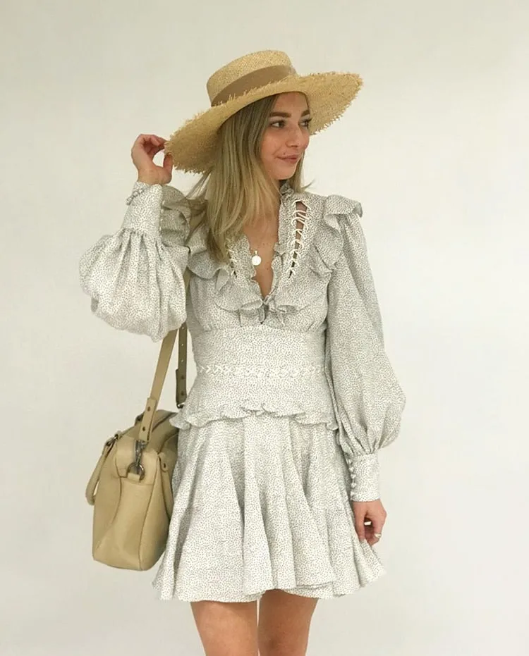 Sweet puff sleeve women dress beach holiday clothing