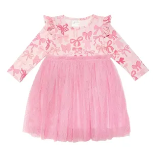 Sweet Wink - Coquette Bow Long Sleeve Tutu Dress