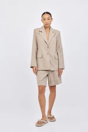 Tailored Linen Barmuda - Cream