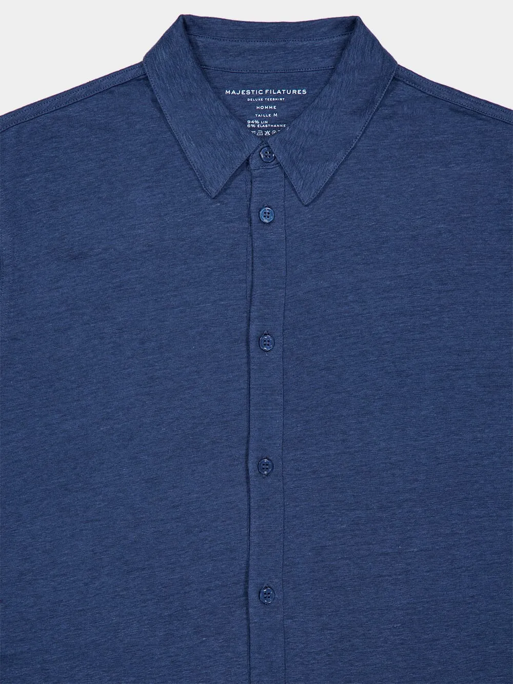 Taormina Blue Long-Sleeved Linen Shirt