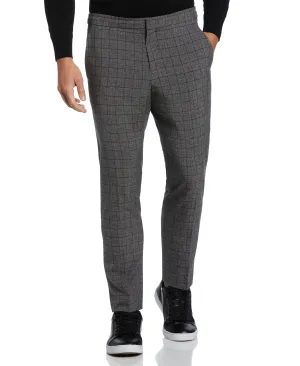 Tapered Crop Plaid Drawstring Dress Pants