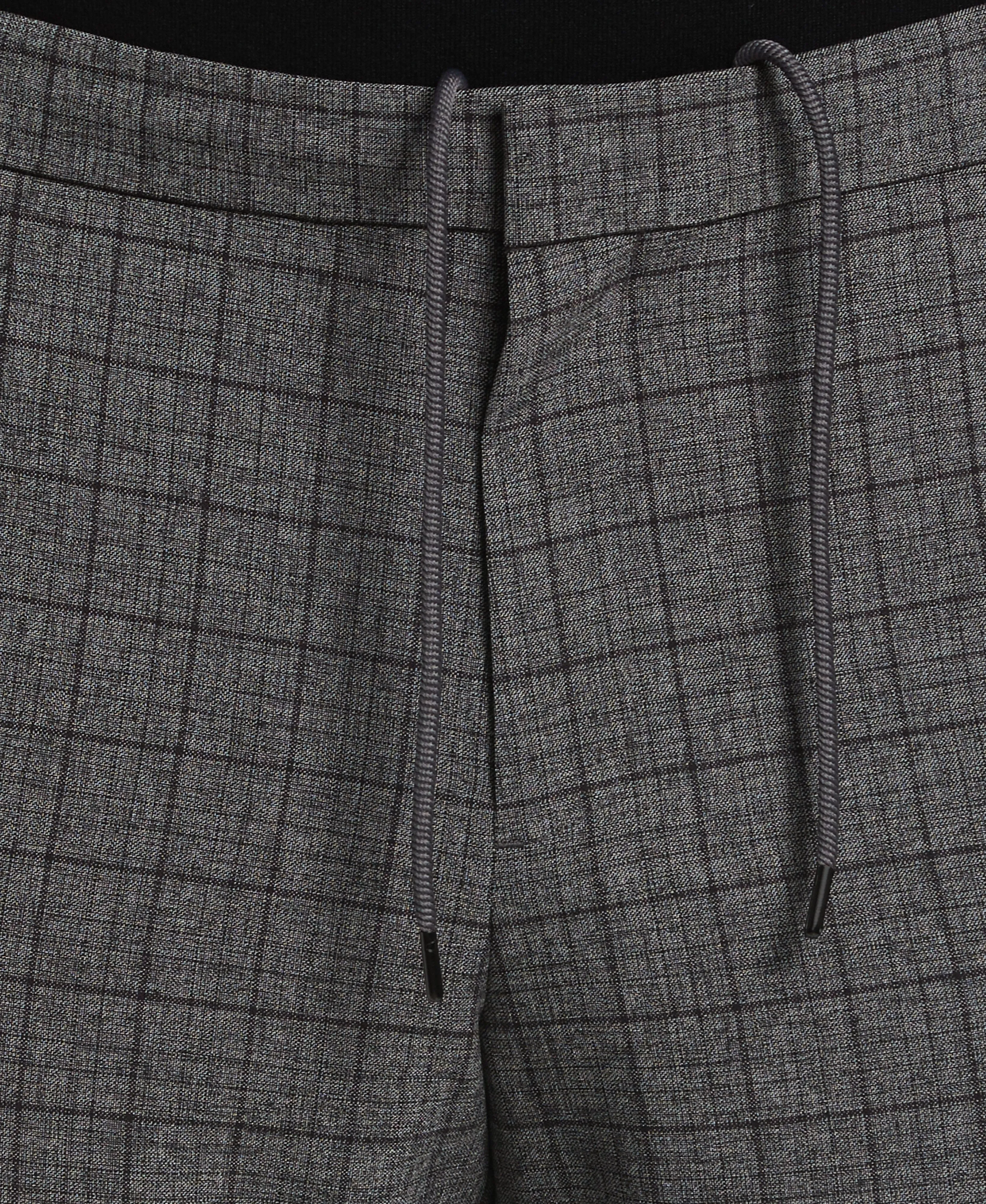 Tapered Crop Plaid Drawstring Dress Pants