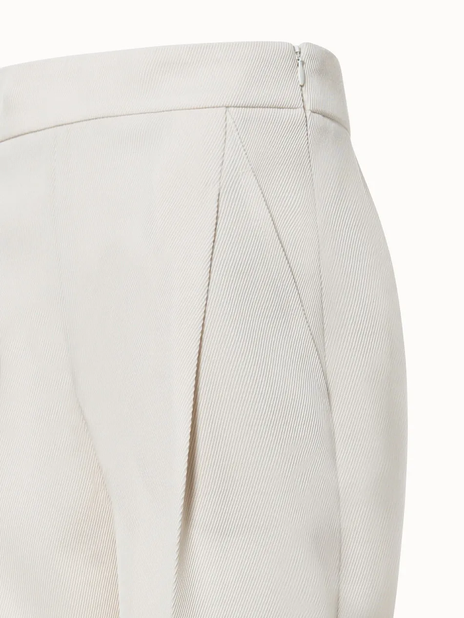 Tapered Pleated Wool Tricotine Slouchy Pants