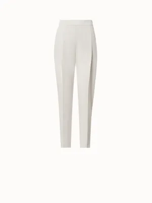 Tapered Pleated Wool Tricotine Slouchy Pants
