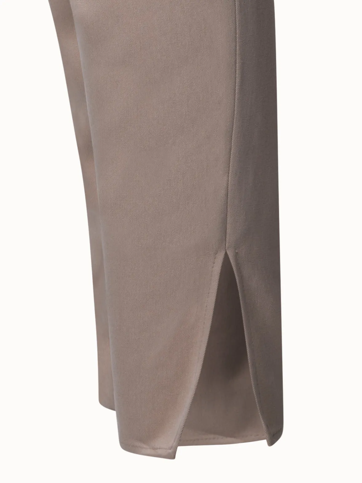 Tapered Washed Lyocell Gabardine Pants with Slits