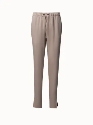Tapered Washed Lyocell Gabardine Pants with Slits