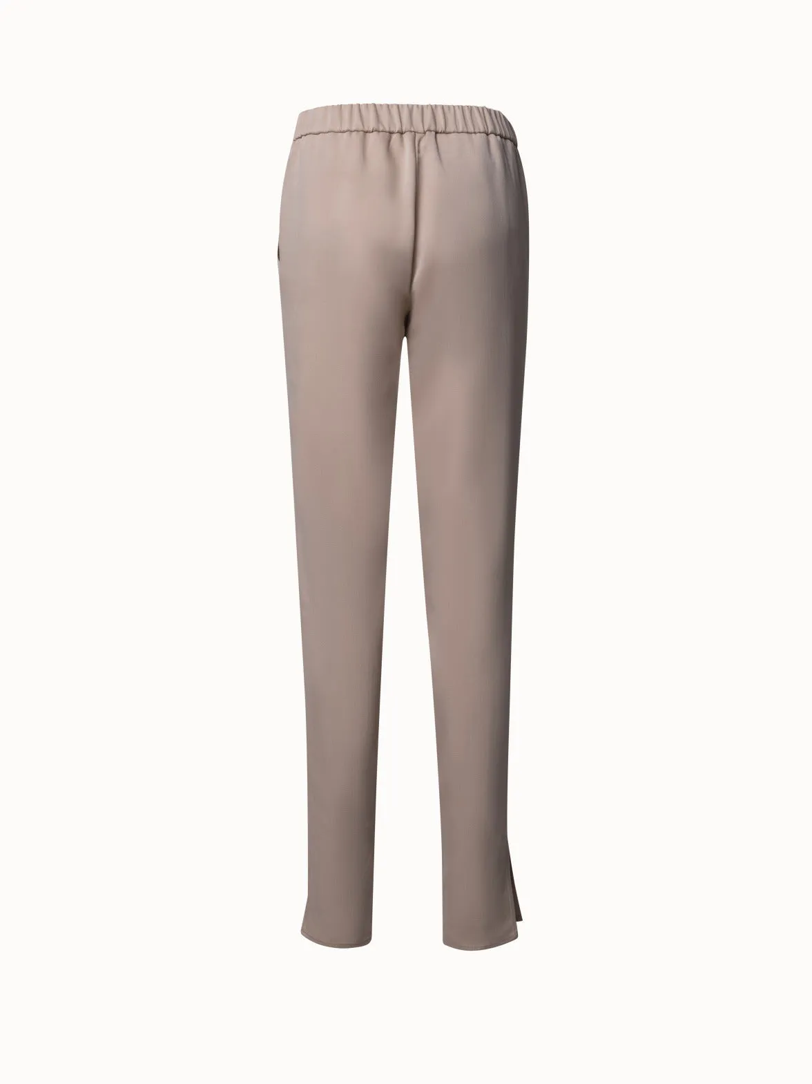 Tapered Washed Lyocell Gabardine Pants with Slits