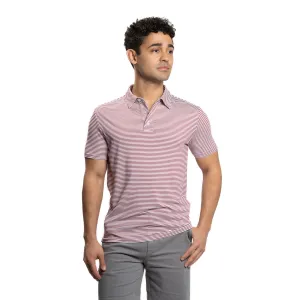 Tech Polos - Burgundy Stripe