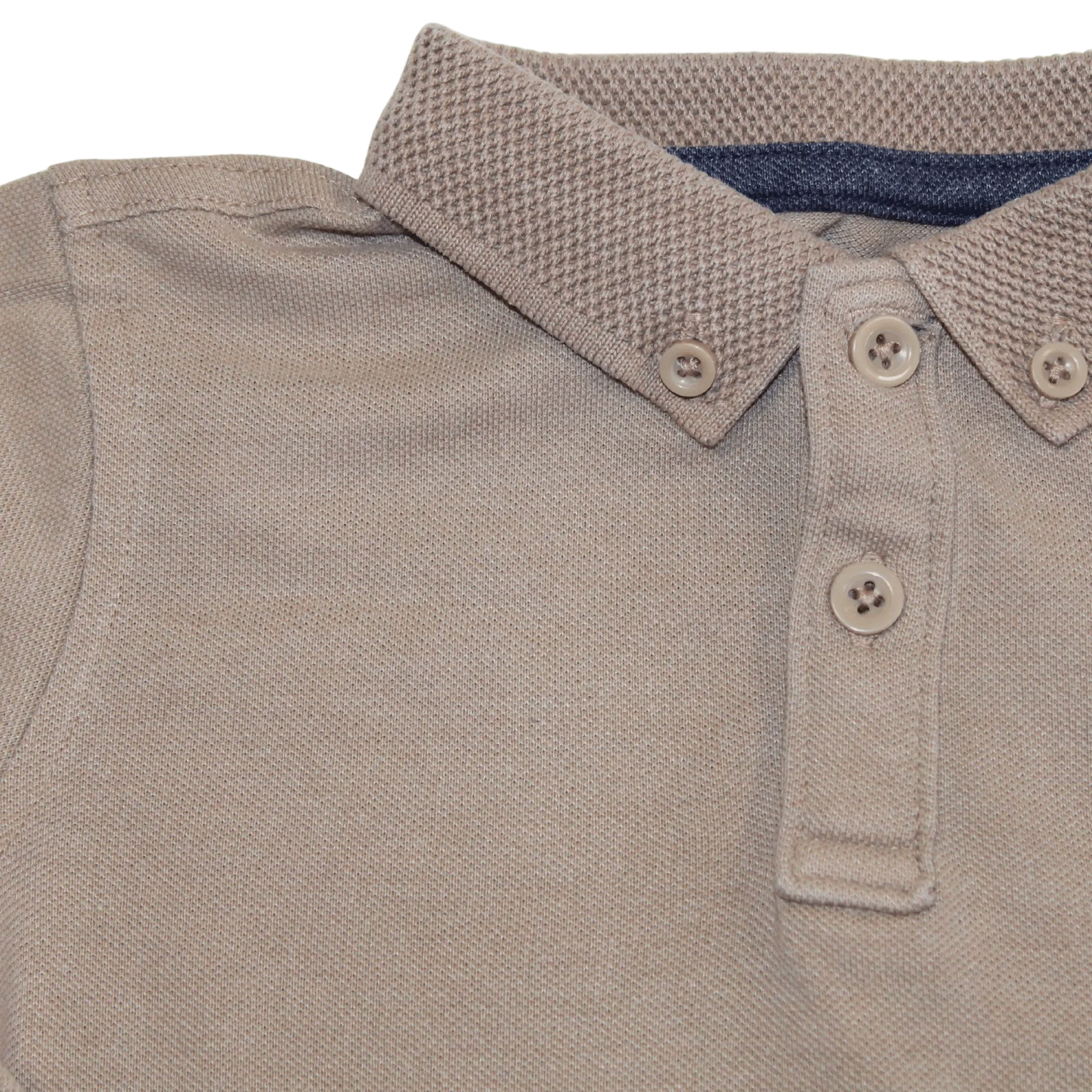 Textured Collar Polo Long Sleeve Top