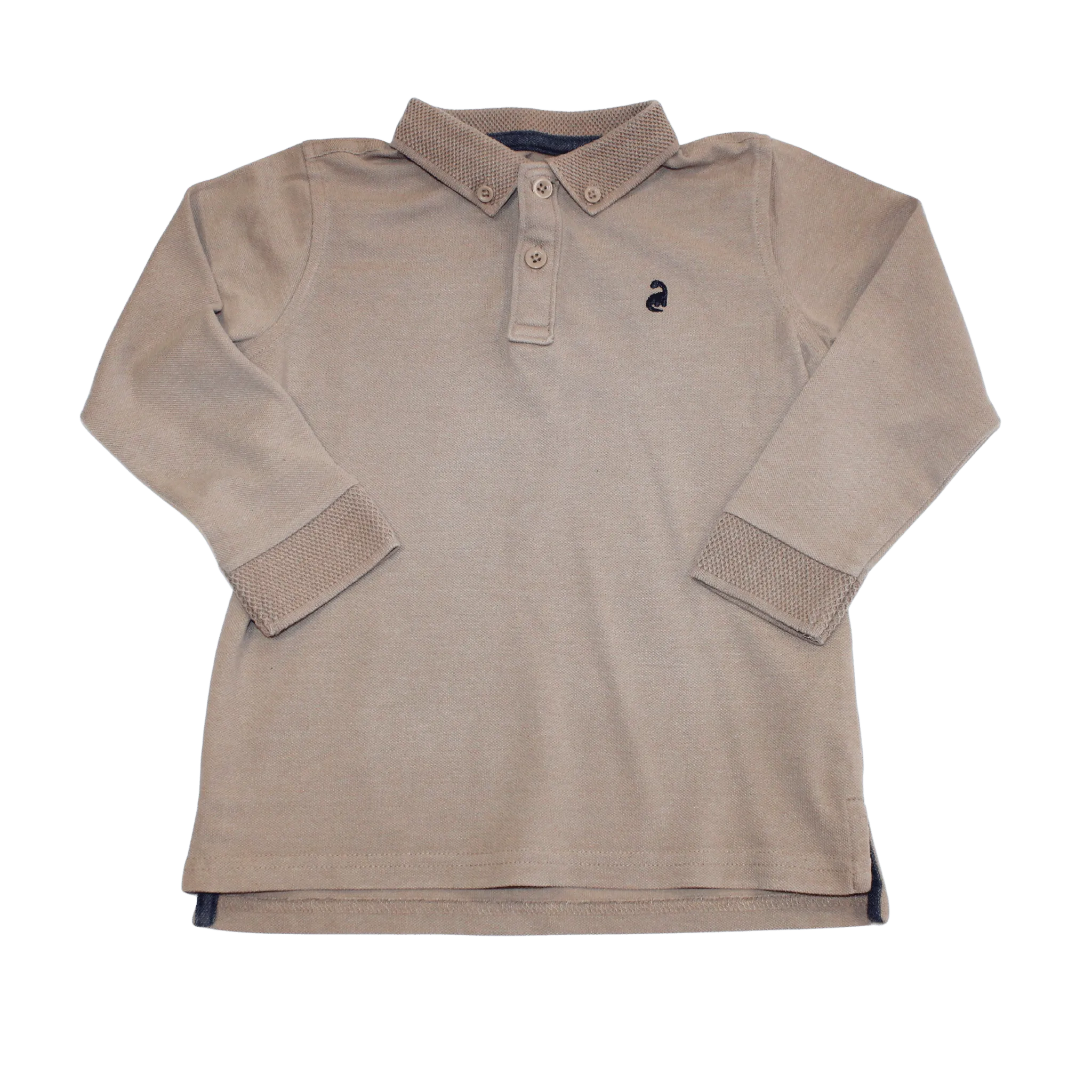 Textured Collar Polo Long Sleeve Top