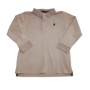 Textured Collar Polo Long Sleeve Top