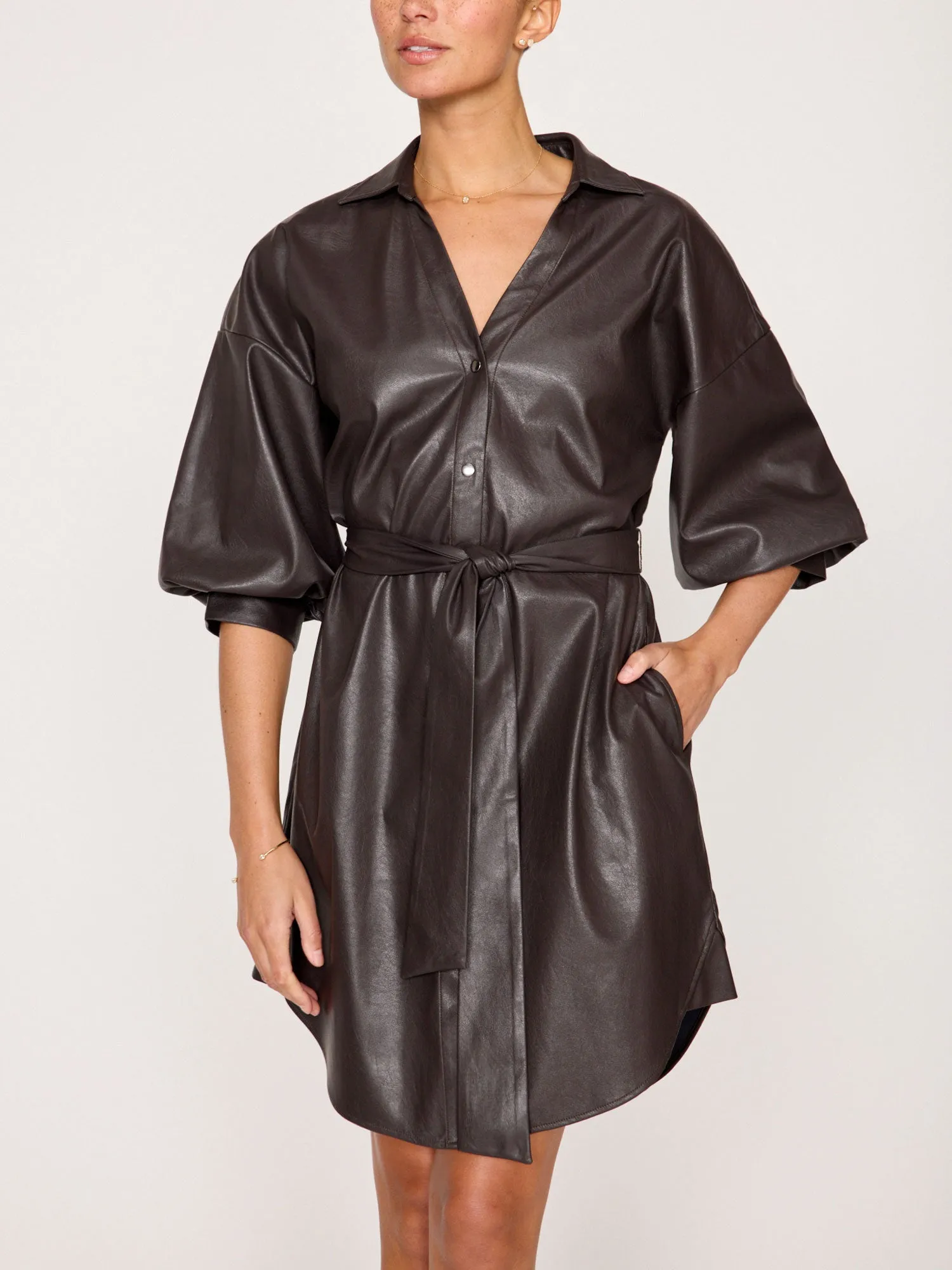 The Kate Belted Vegan Leather Dress