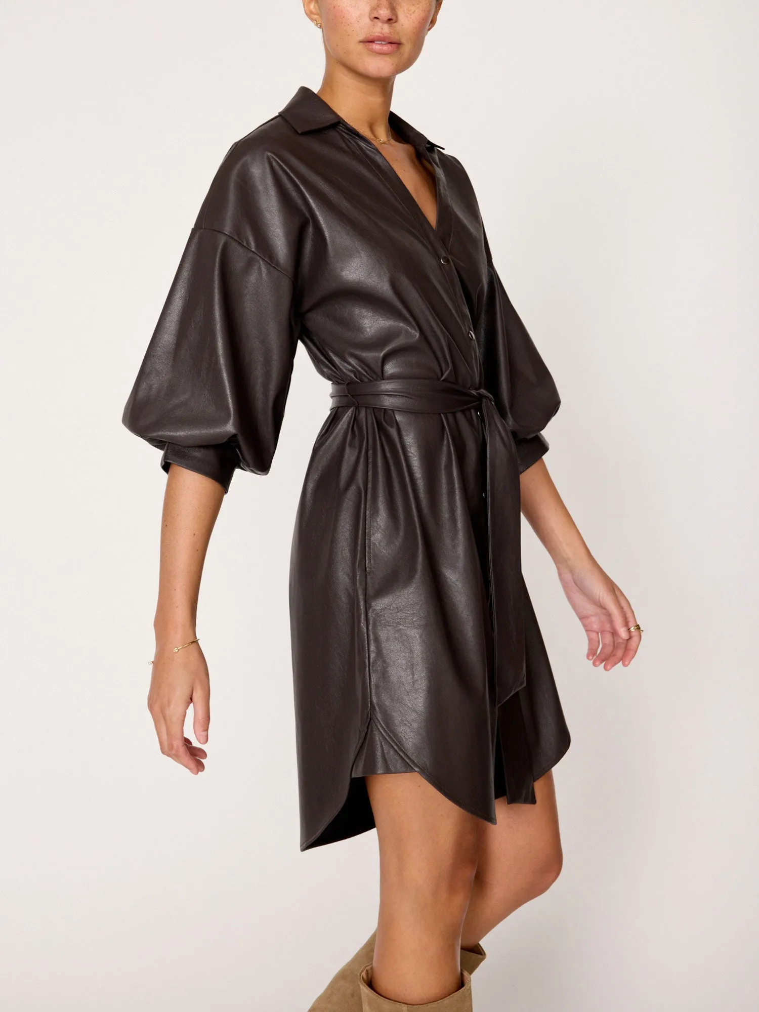 The Kate Belted Vegan Leather Dress