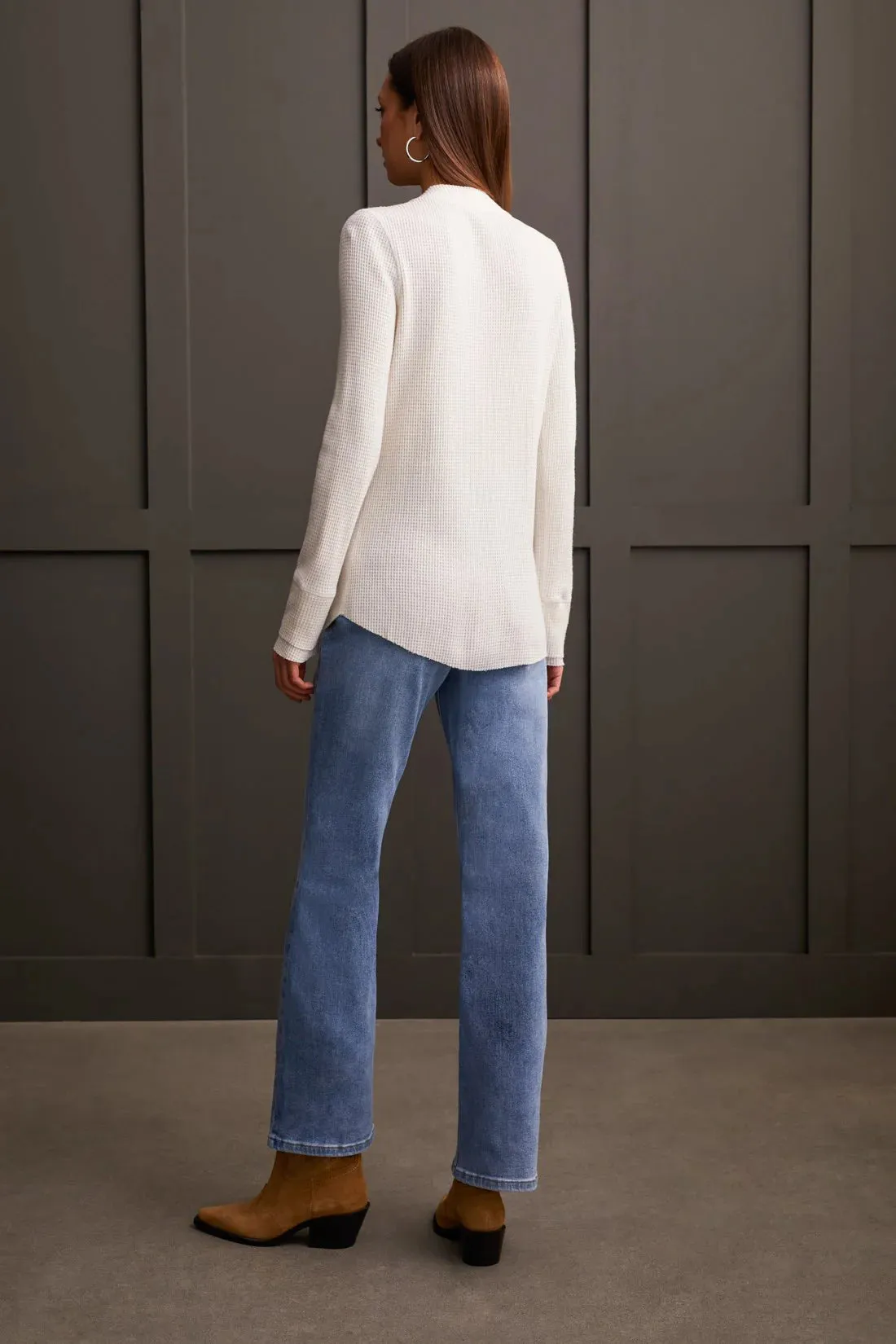 Tribal | Soft Washed Waffle Henley Top with Buttons | Women's