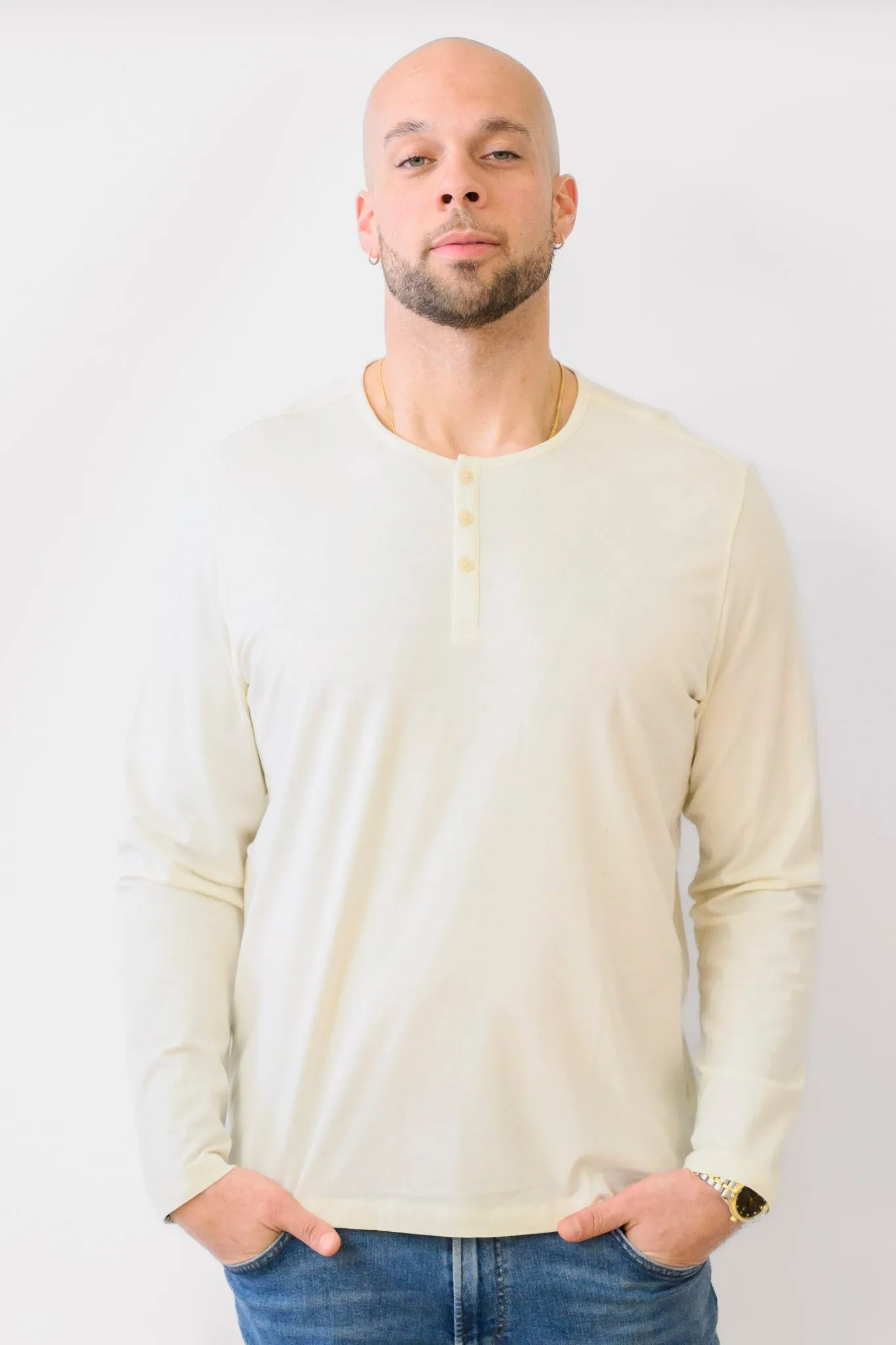 UNTUCKIT Ecosoft Cream Henley