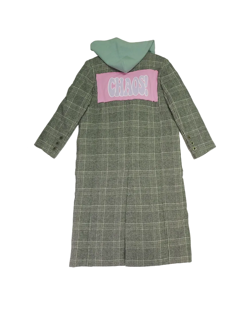 Upcycled Oversized Wool Checked Coat