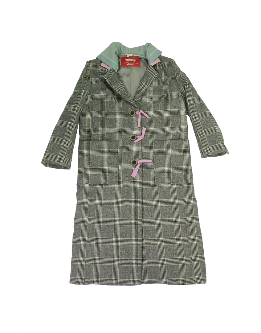 Upcycled Oversized Wool Checked Coat
