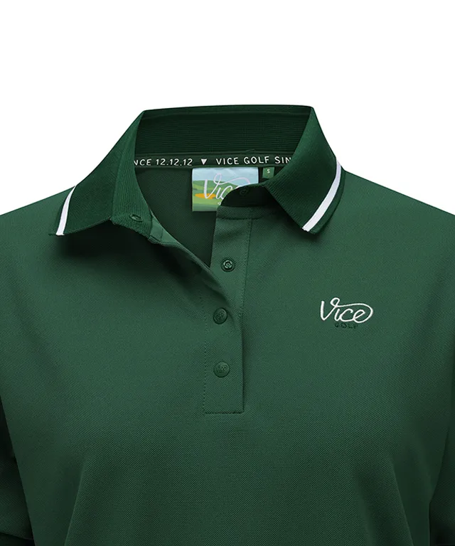 Vice Golf Atelier Women Collar Tip Point Short T-Shirt - D/Green