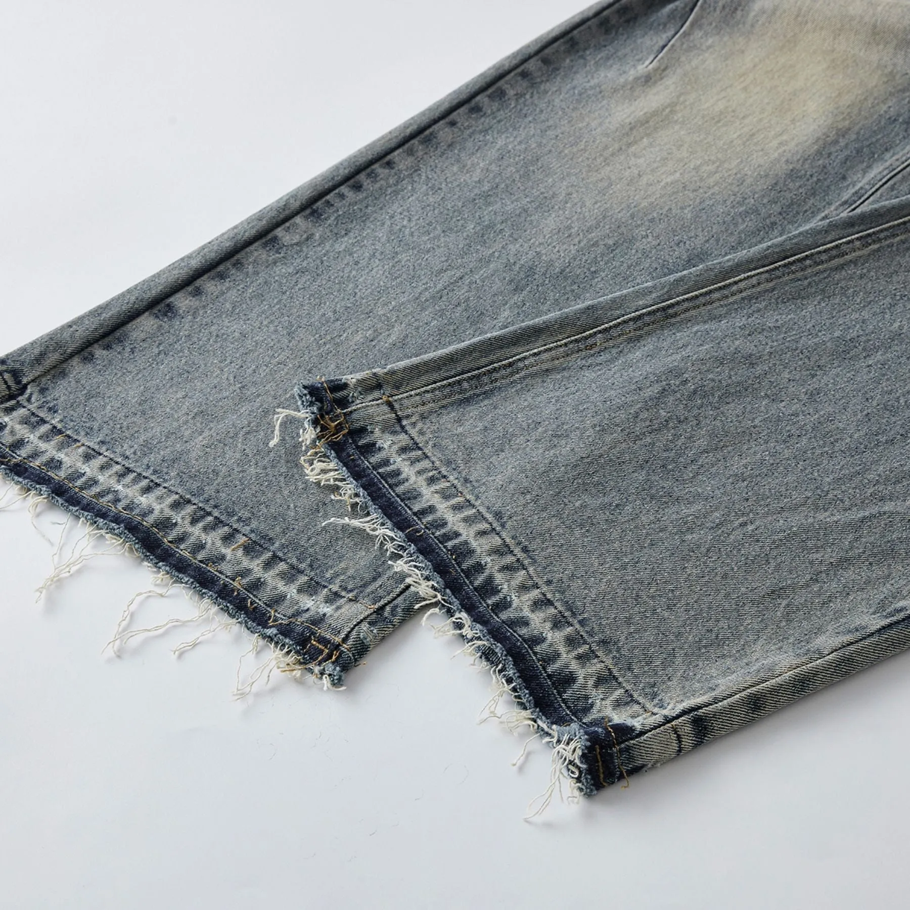 Vintage Washed Raw Hem Bootcut Jeans