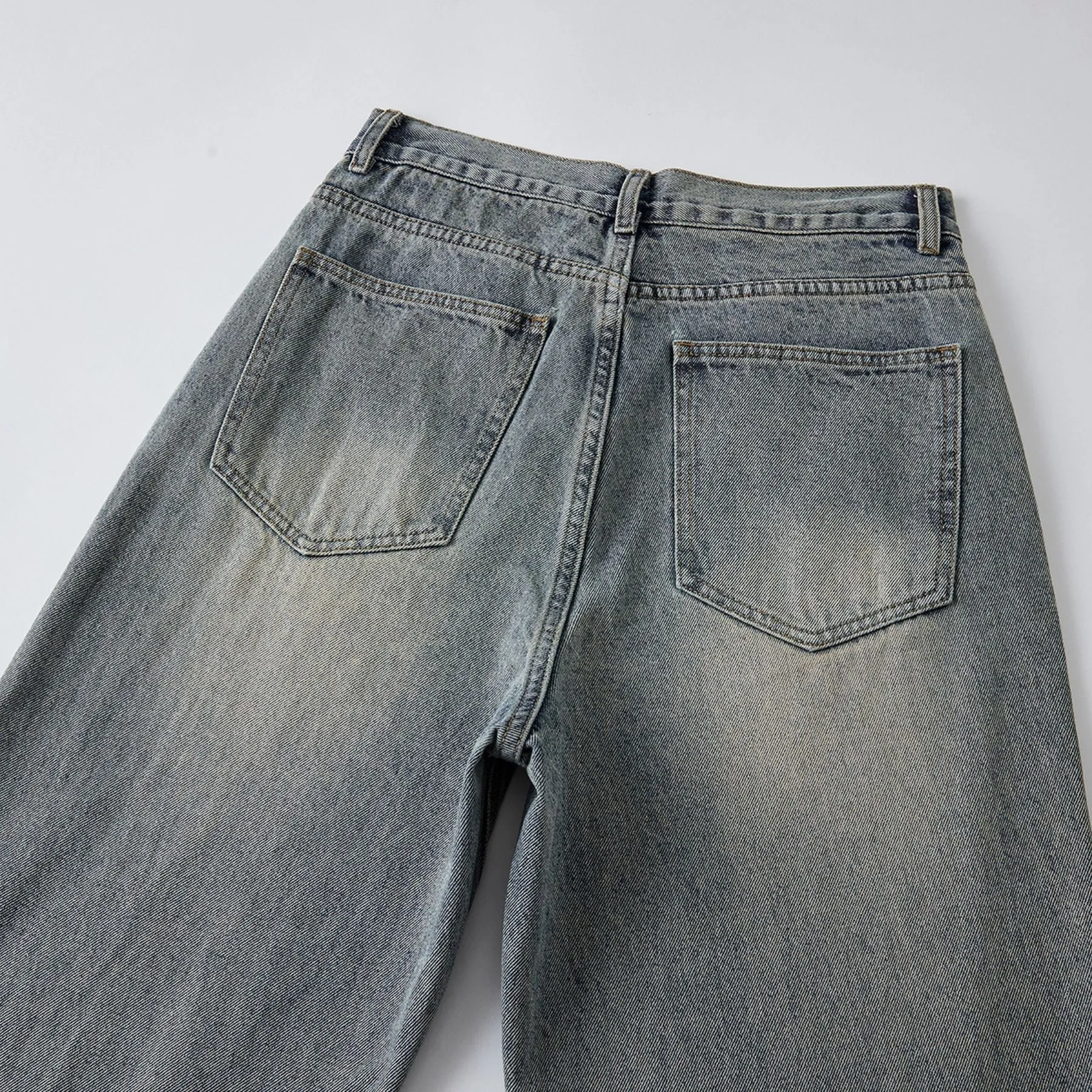 Vintage Washed Raw Hem Bootcut Jeans