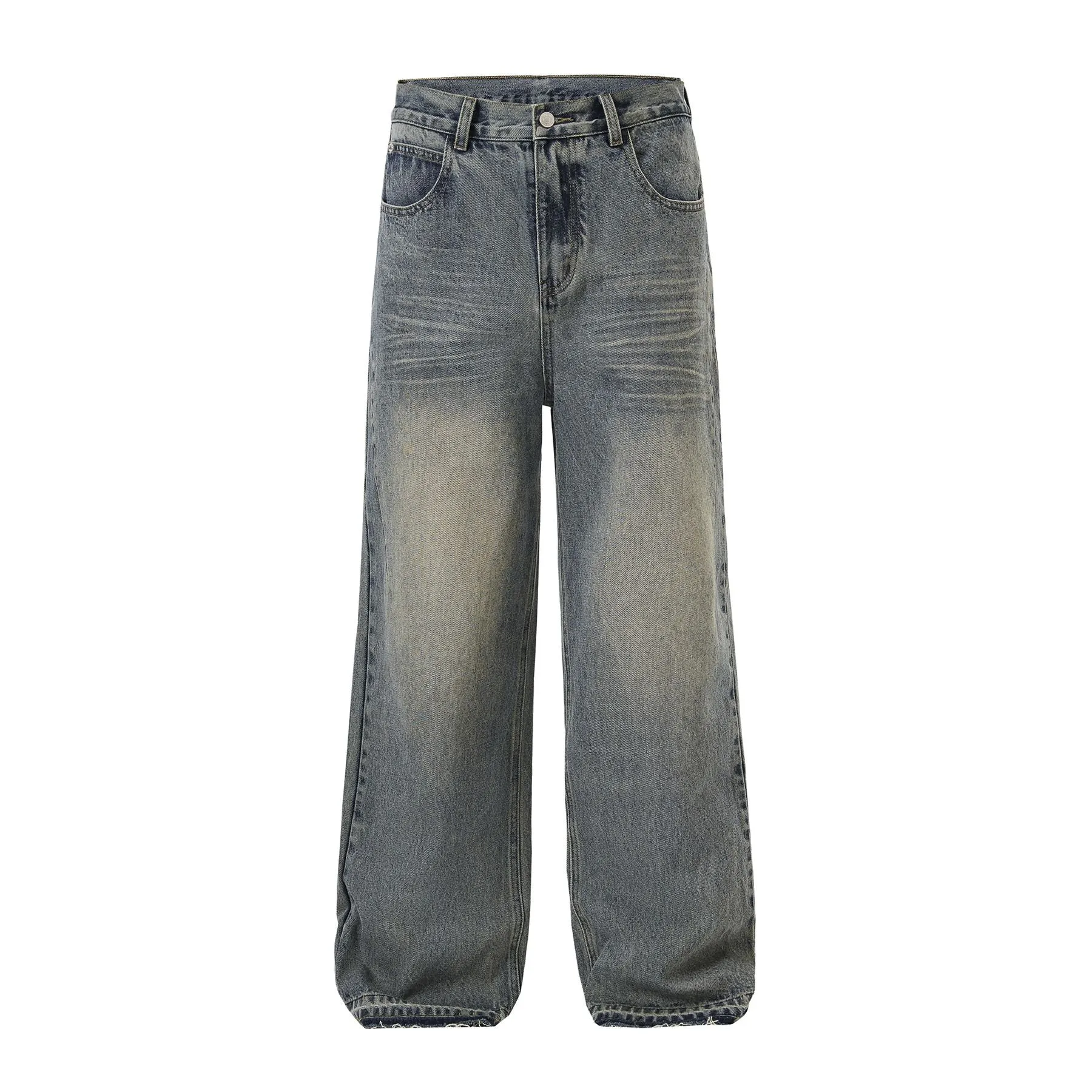 Vintage Washed Raw Hem Bootcut Jeans