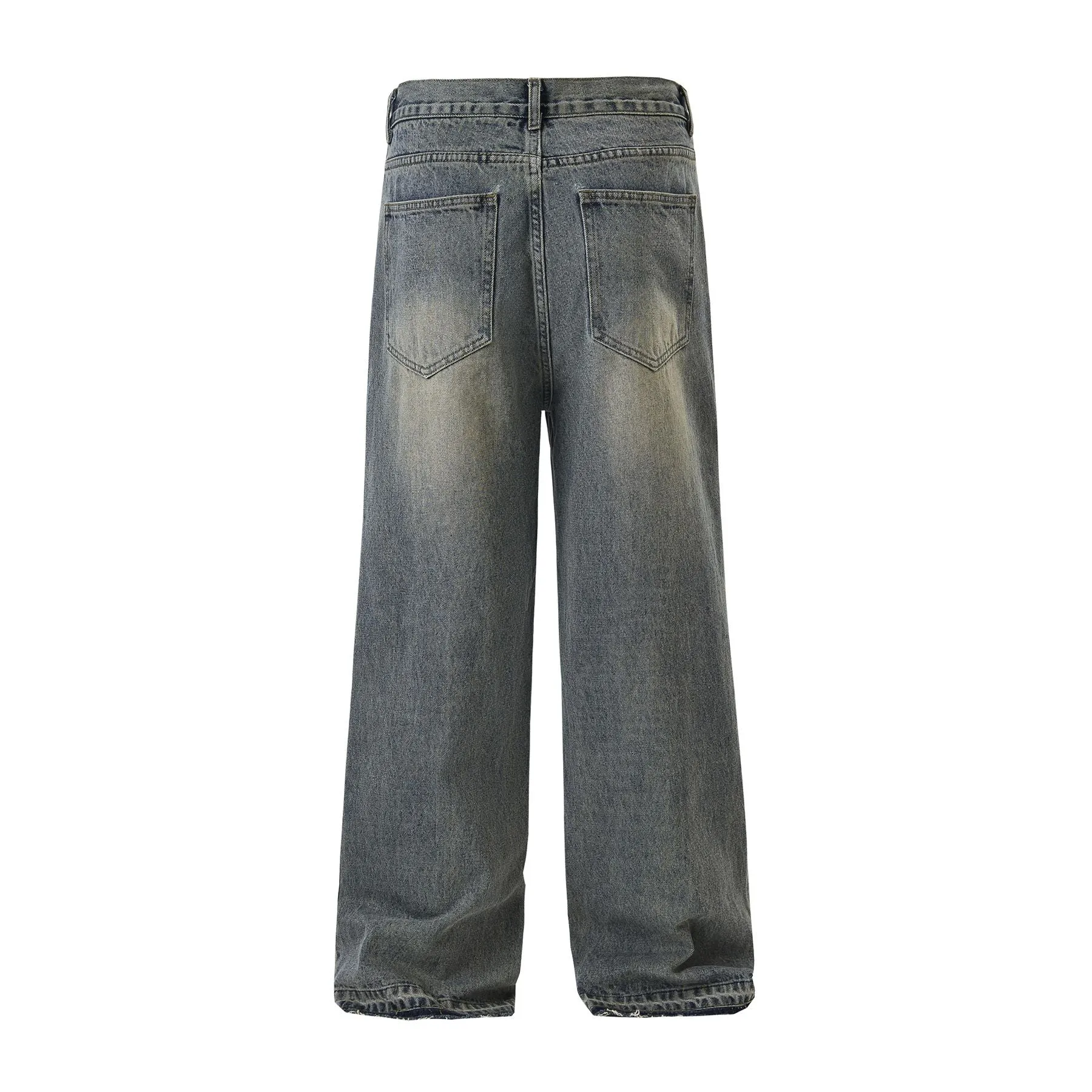 Vintage Washed Raw Hem Bootcut Jeans