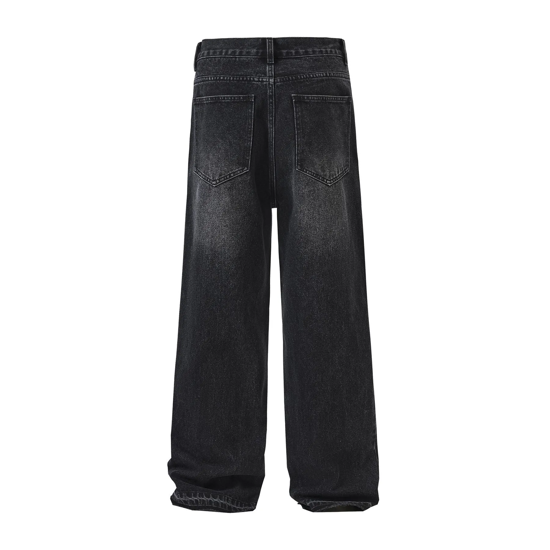Vintage Washed Raw Hem Bootcut Jeans