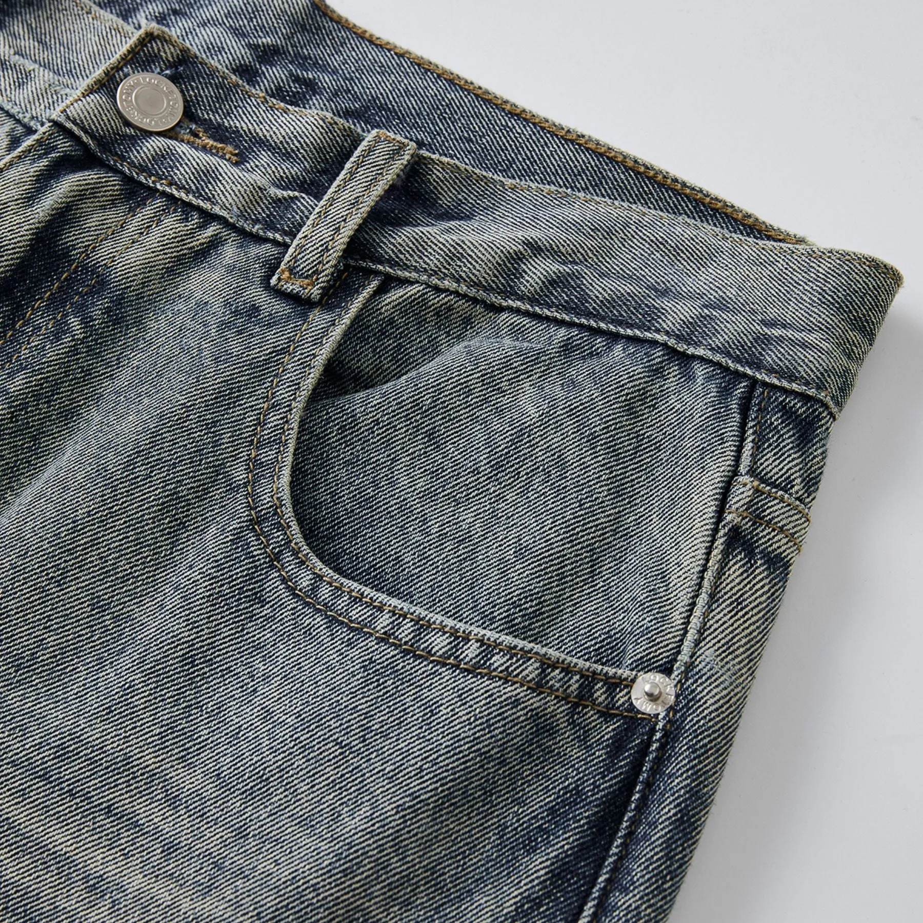 Vintage Washed Raw Hem Bootcut Jeans