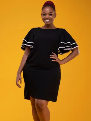 Vivo Iman Chiffon Shift Dress - Black