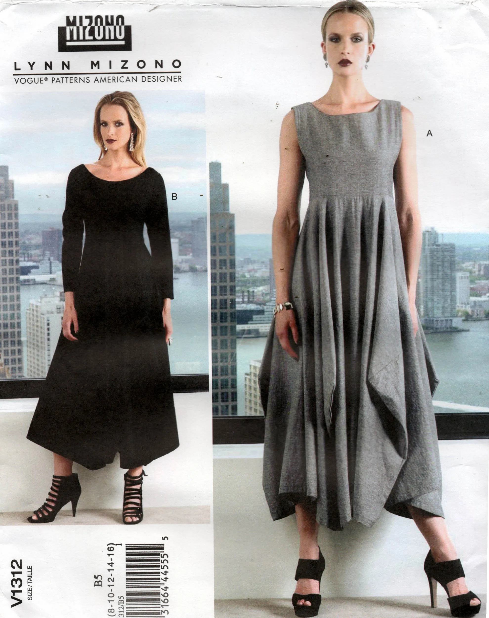 Vogue American Designer V1312 LYNN MIZONO Womens High Waisted Pullover Tent Dress Sewing Pattern Size 8 - 16 UNCUT Factory Folded
