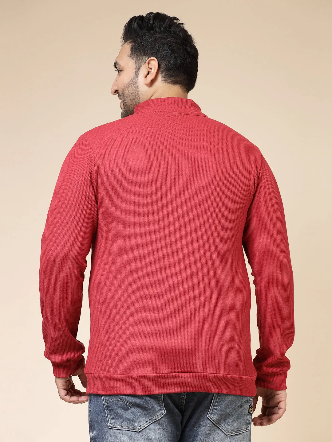 Waffle Henley Zip Tee for Men