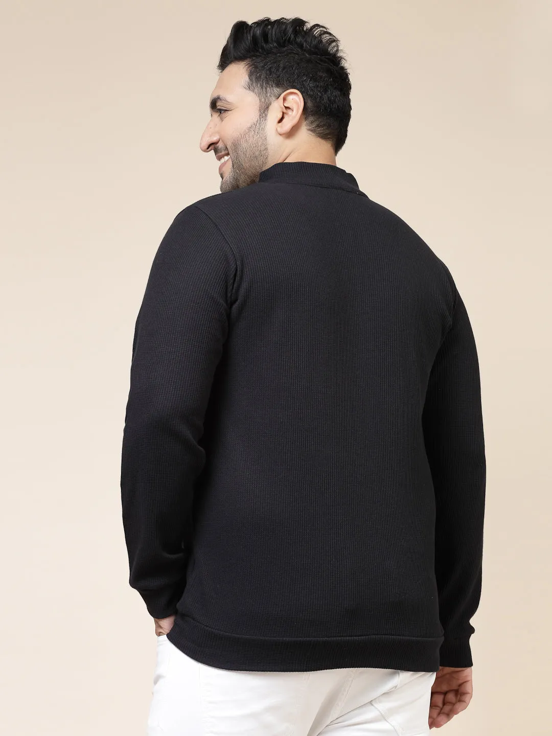 Waffle Henley Zip Tee for Men