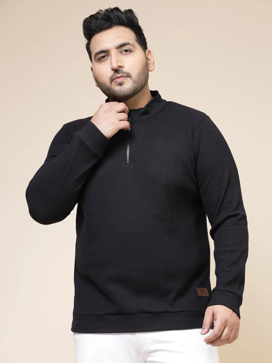 Waffle Henley Zip Tee for Men