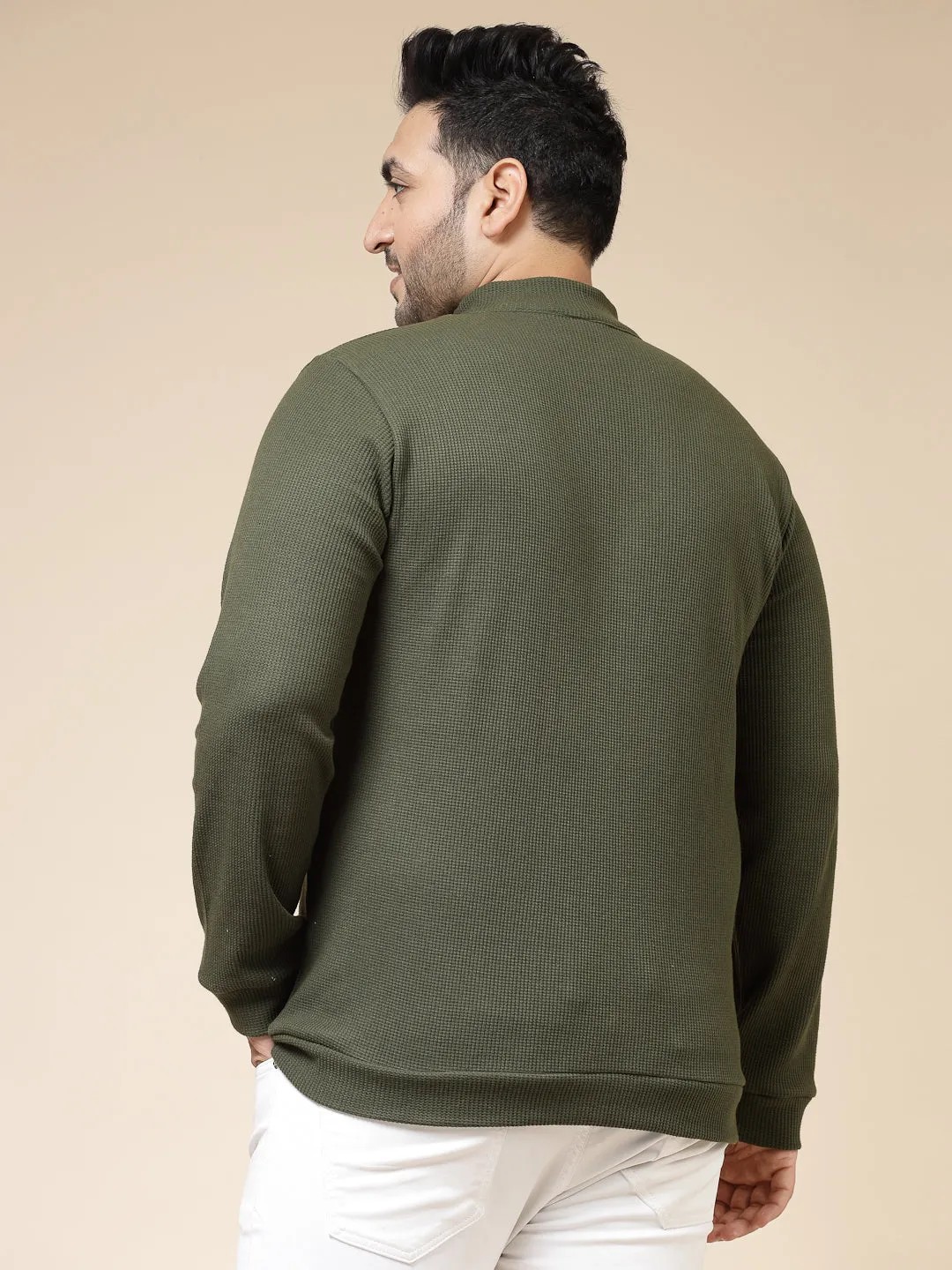 Waffle Henley Zip Tee for Men