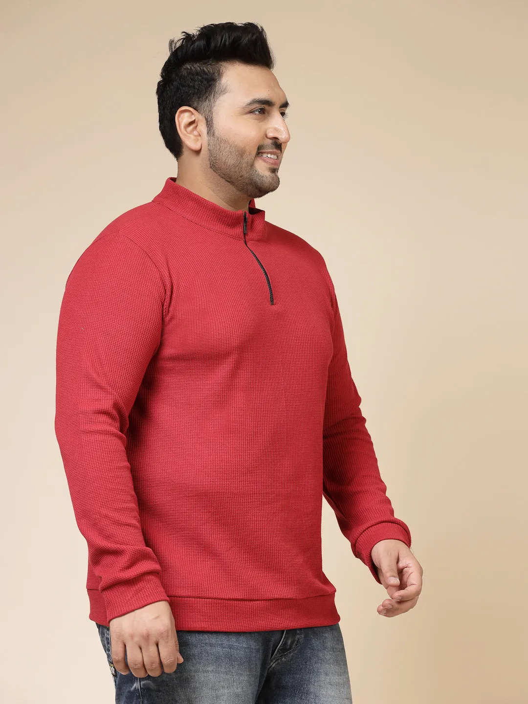 Waffle Henley Zip Tee for Men