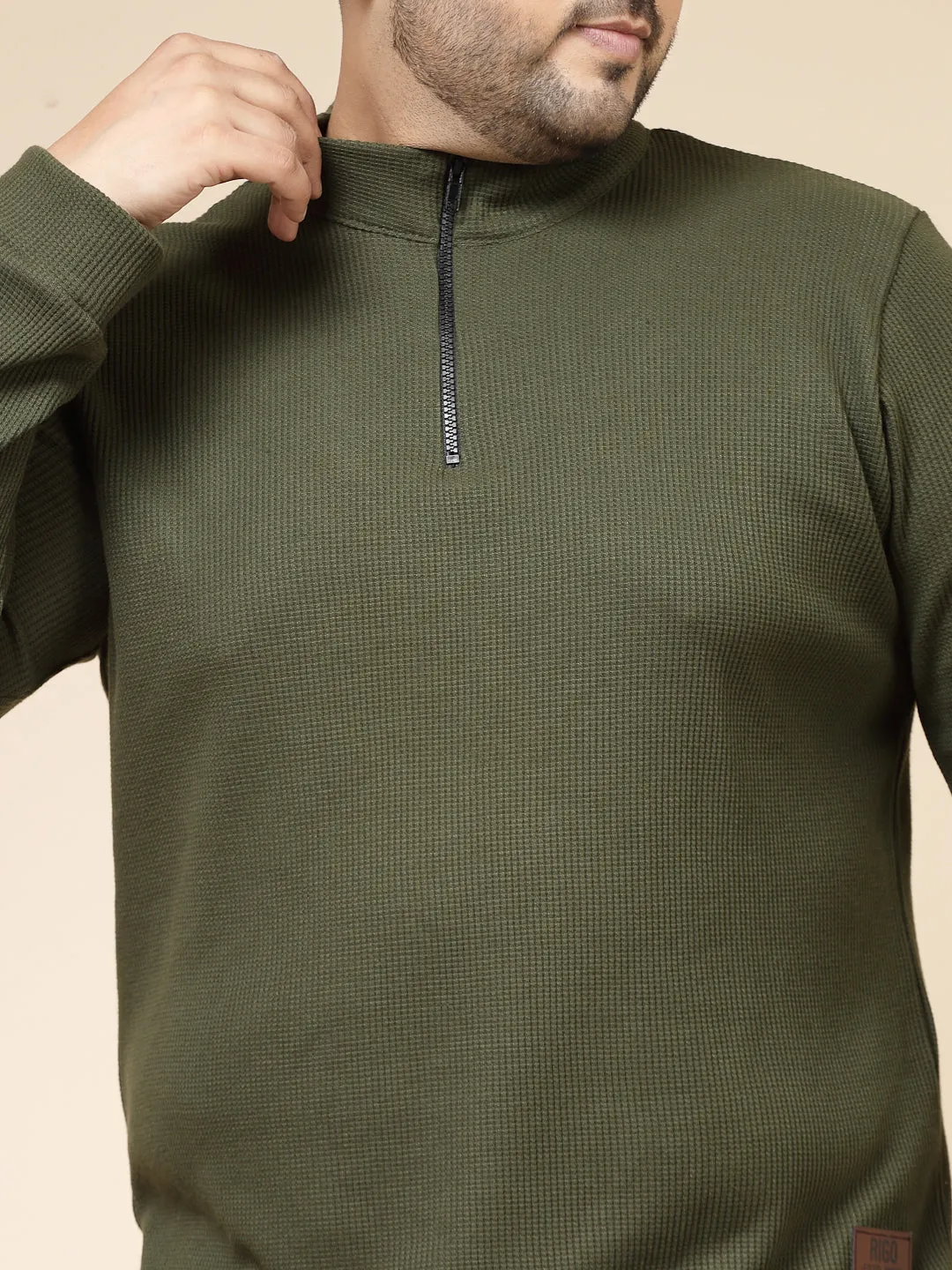 Waffle Henley Zip Tee for Men