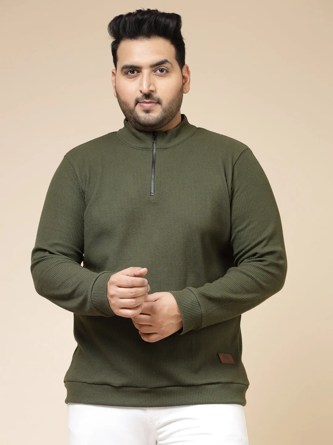 Waffle Henley Zip Tee for Men