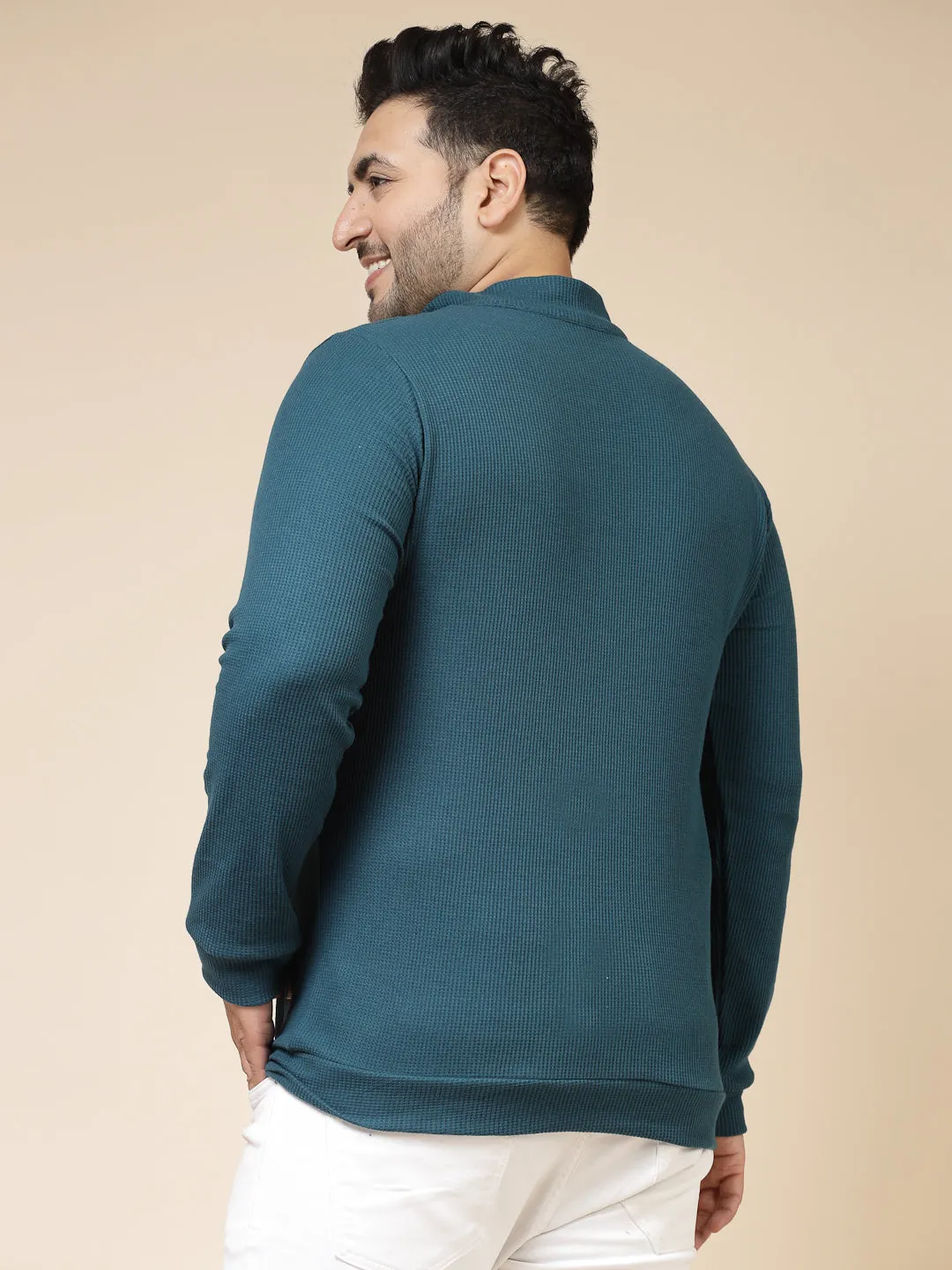 Waffle Henley Zip Tee for Men