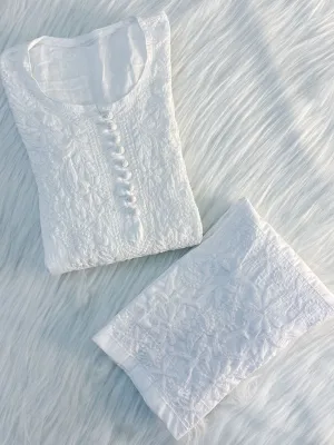 White Chikankari cotton Kurti With Pant
