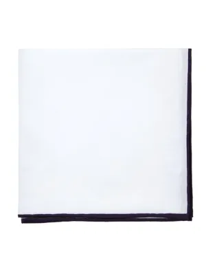 White Cotton With Border Eggplant Pocket Square