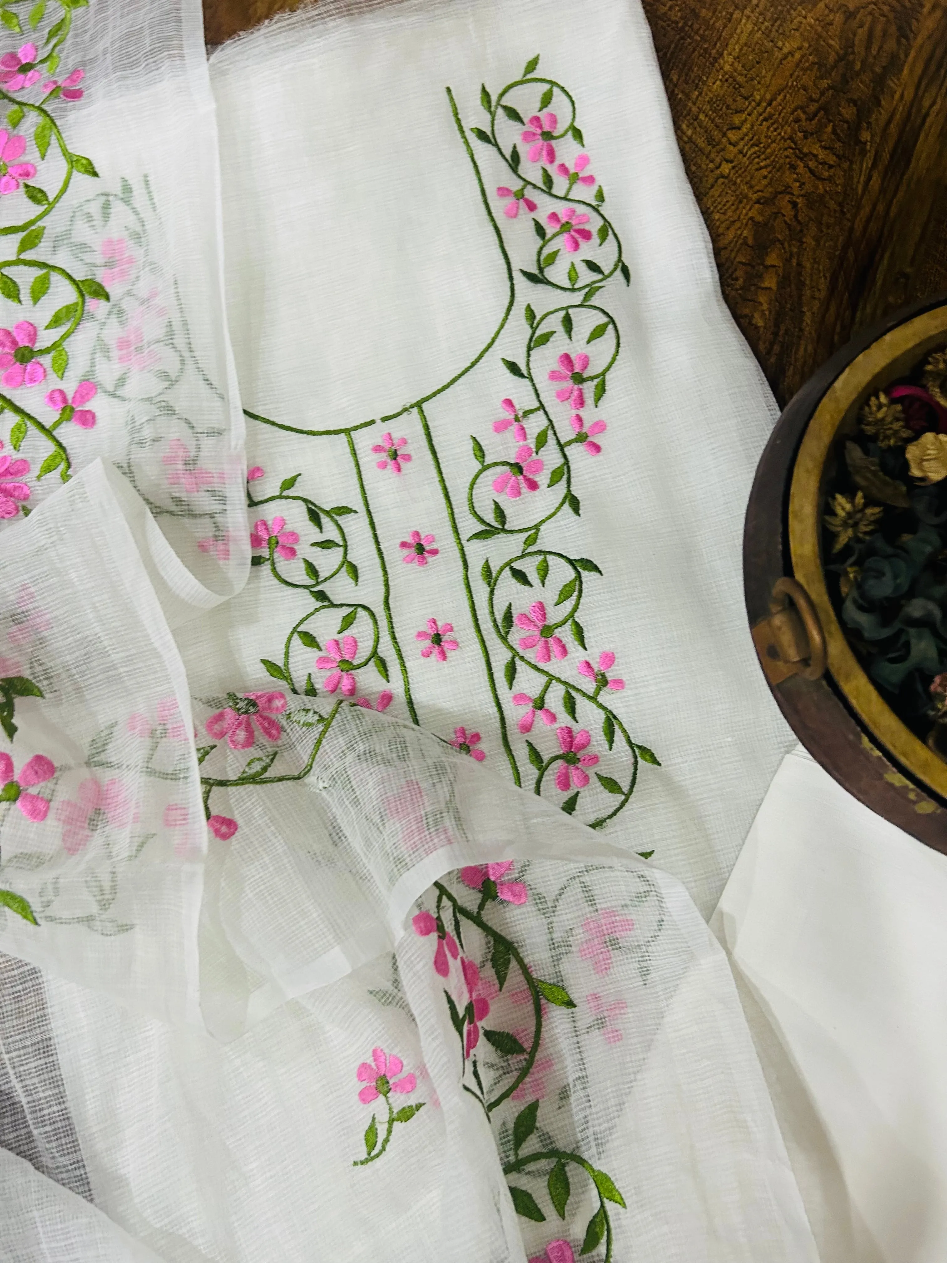 White embroidered Kota Doriya Suit