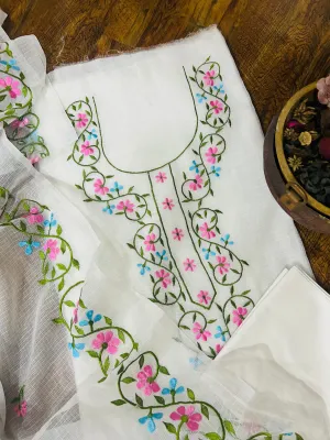 White embroidered Kota Doriya Suit