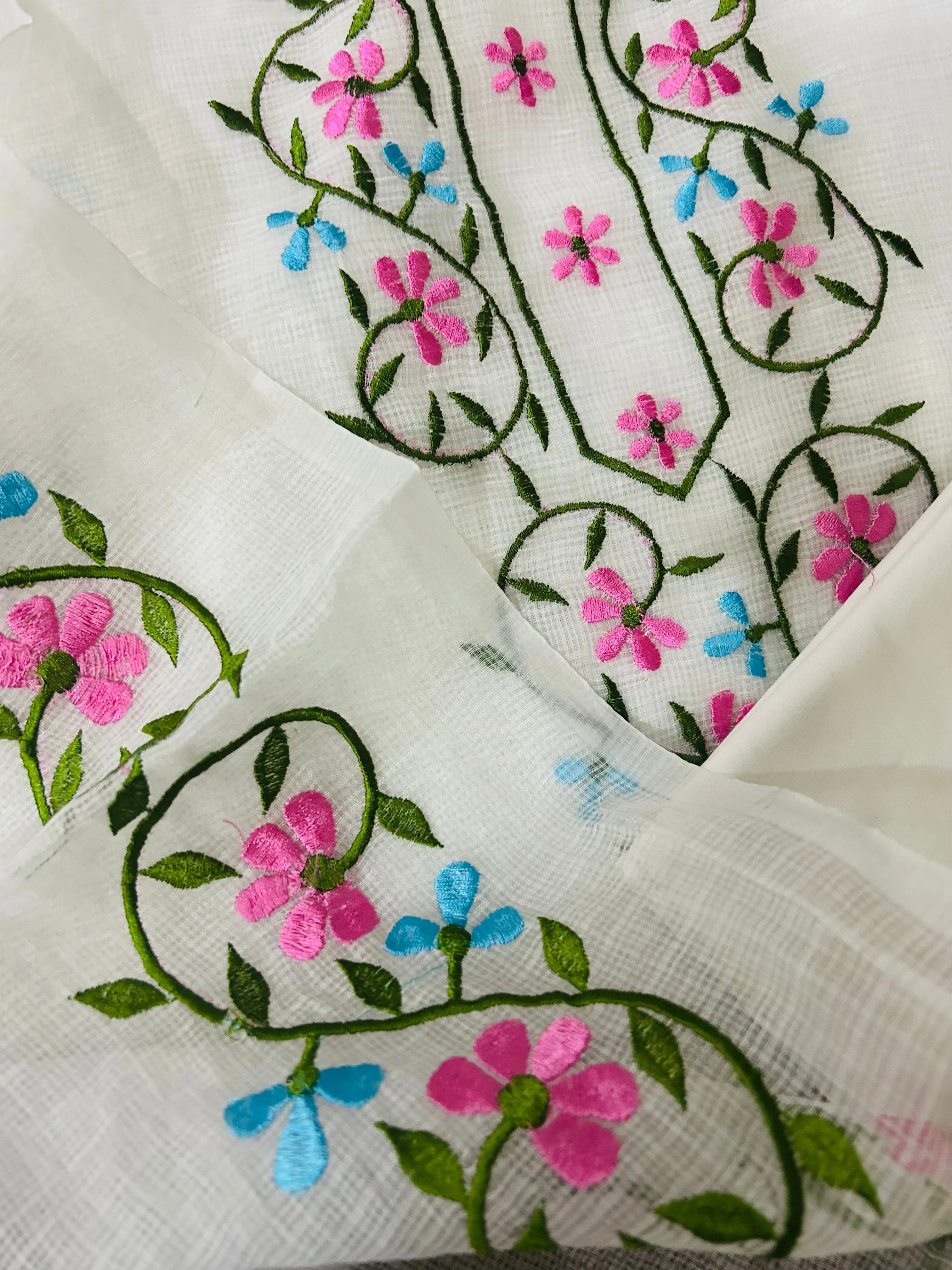 White embroidered Kota Doriya Suit