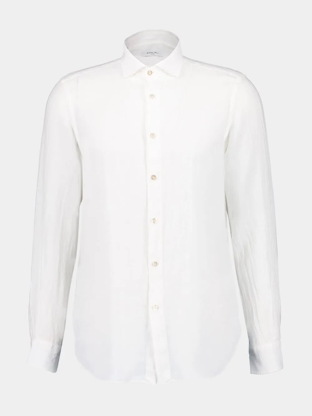 White Regular Fit Linen Button-Up Shirt