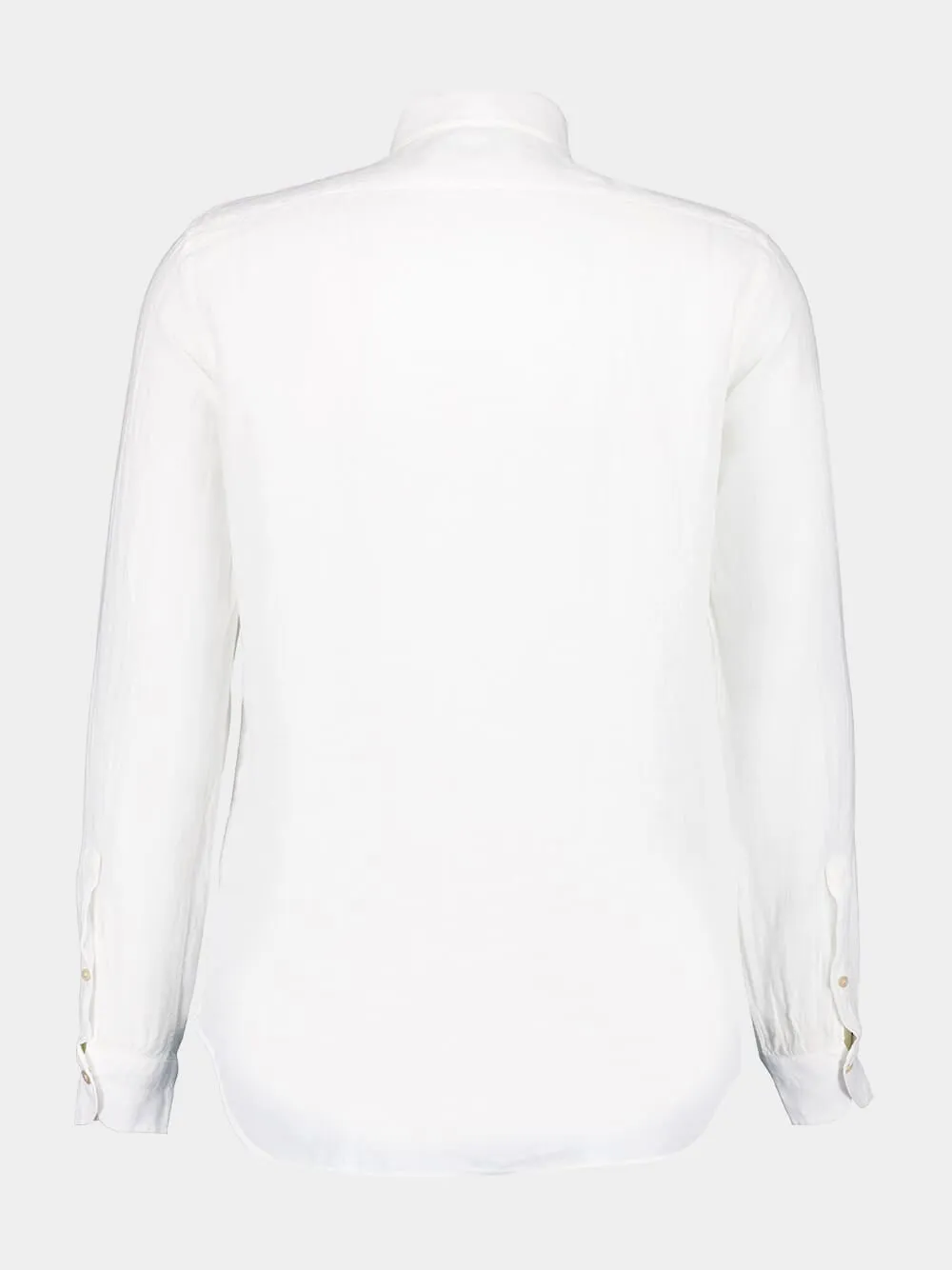 White Regular Fit Linen Button-Up Shirt