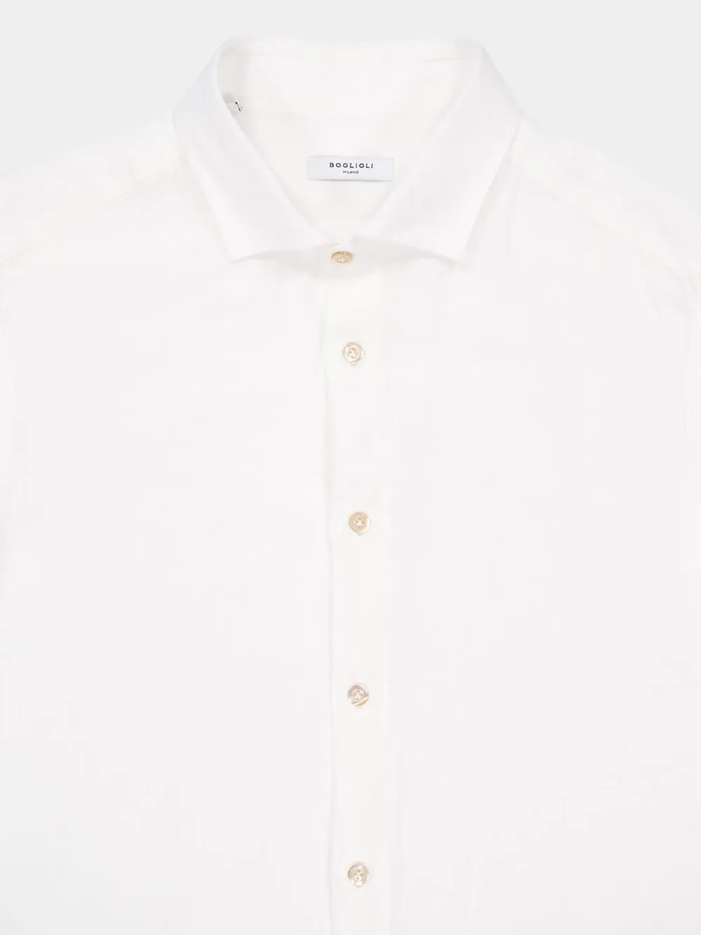 White Regular Fit Linen Button-Up Shirt