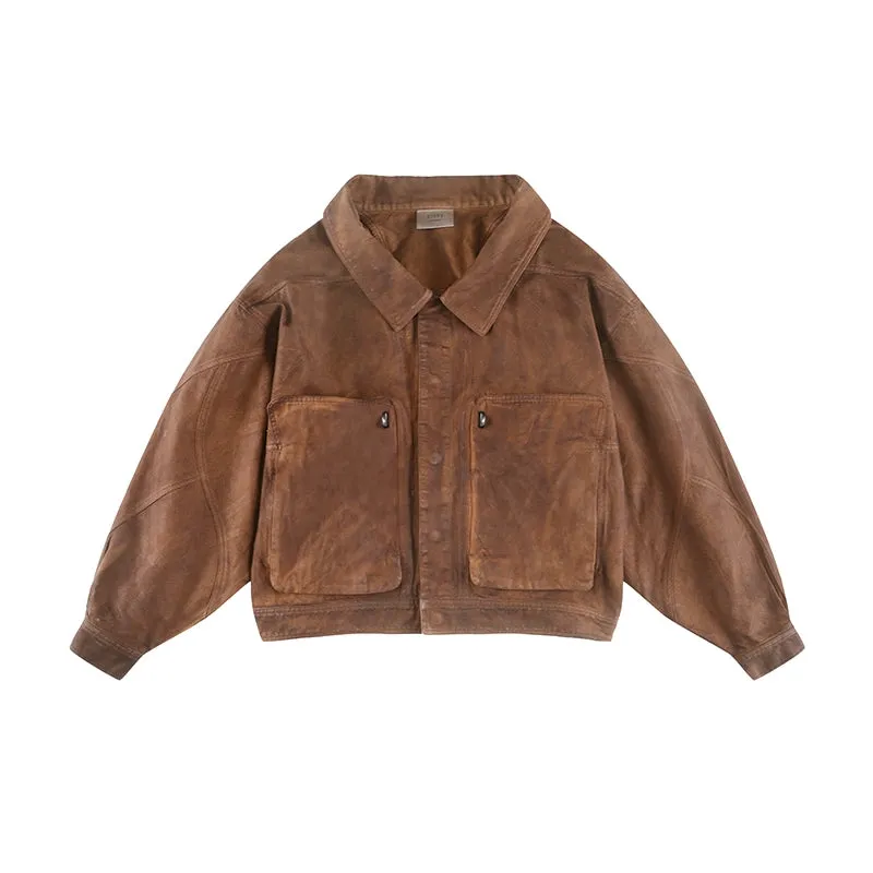 Wide Collar Waxed Work Jacket