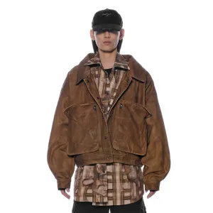 Wide Collar Waxed Work Jacket