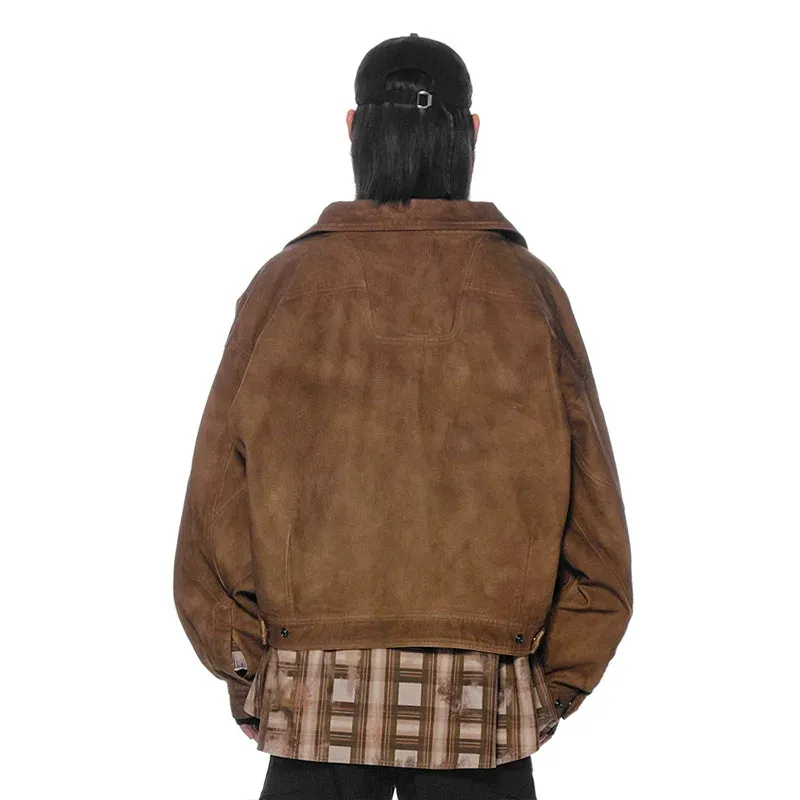 Wide Collar Waxed Work Jacket