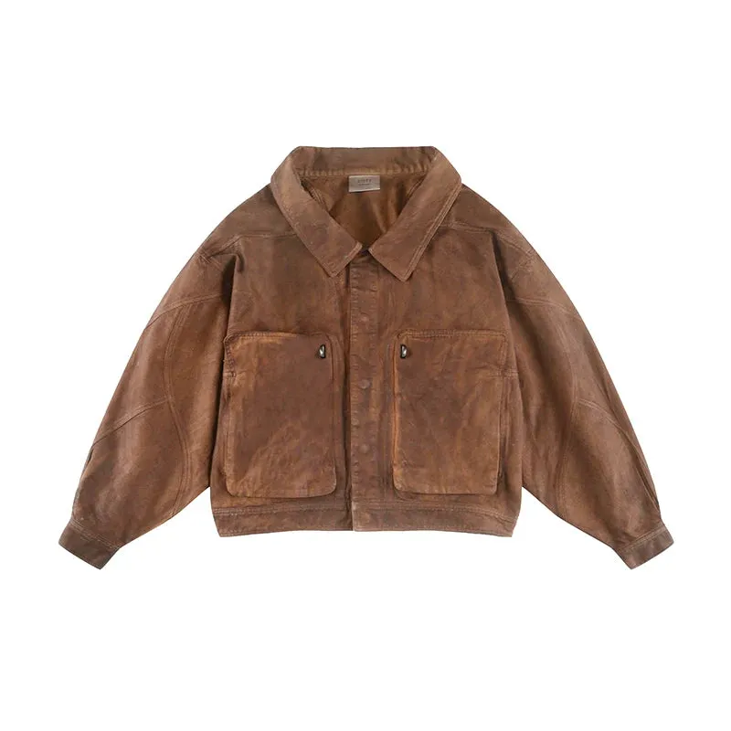 Wide Collar Waxed Work Jacket